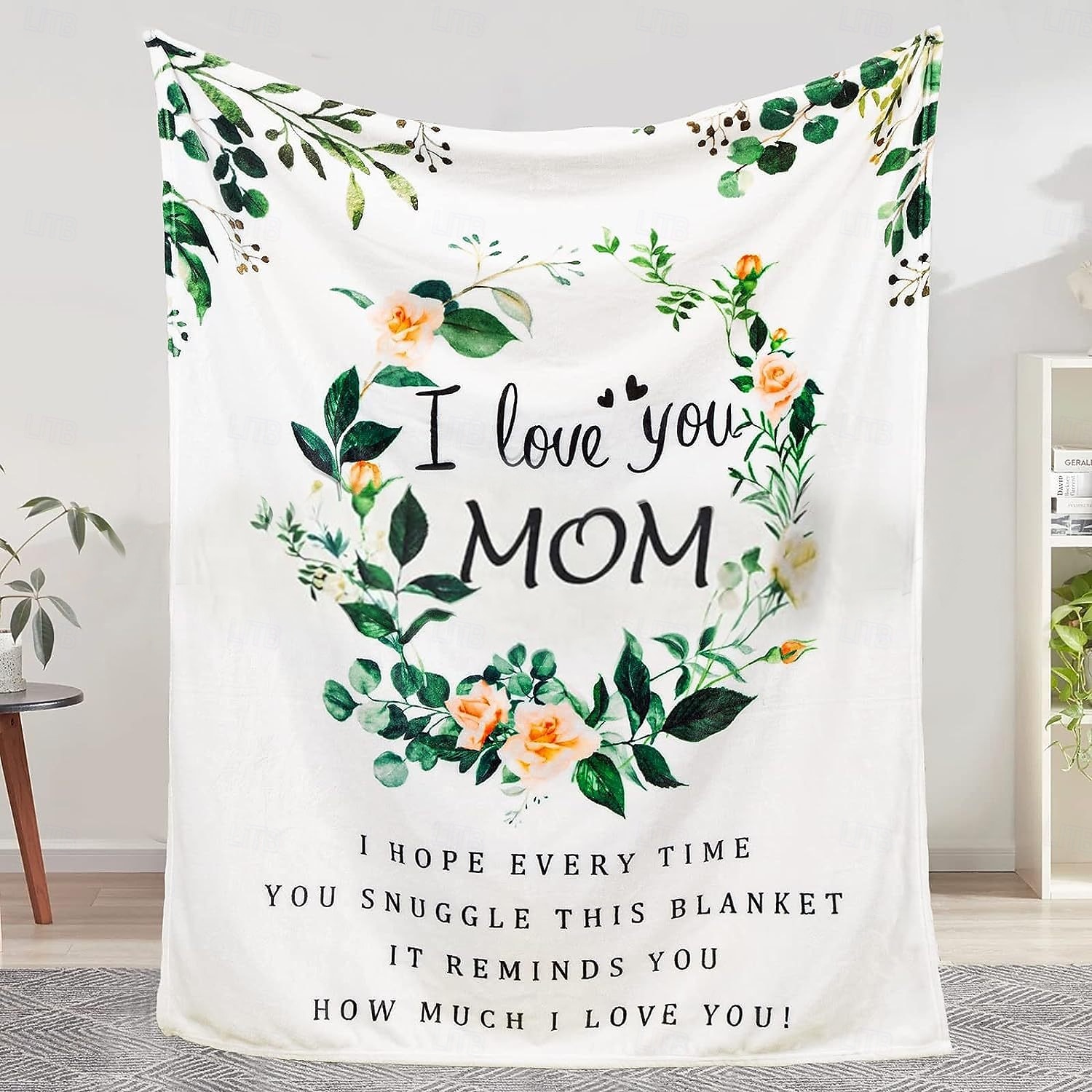couverture fête des mères, une lettre à maman, cadeau fête des mères, couverture douce et confortable, cadeau parfait pour maman, motif floral ou cœur, chaud et confortable de 2025 ? $19.99 –P4