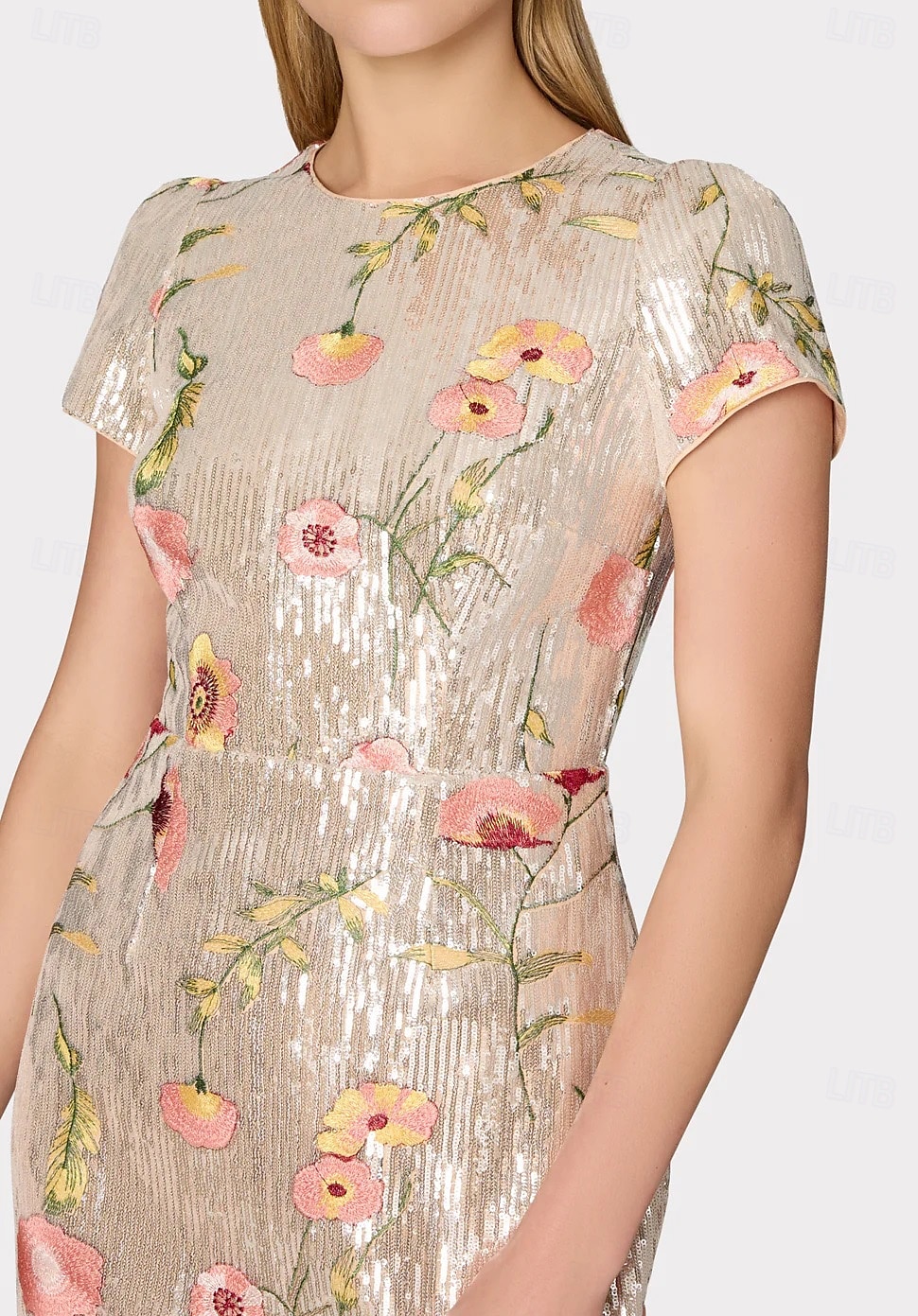 Abiti Cocktail A-Line Elegante Formale Matrimonio Lunghezza al Ginocchio Manica Corta Collo Cervicale Tulle con Ricamo in Paillettes e Pizzo del 2025 a $177.99 –P2