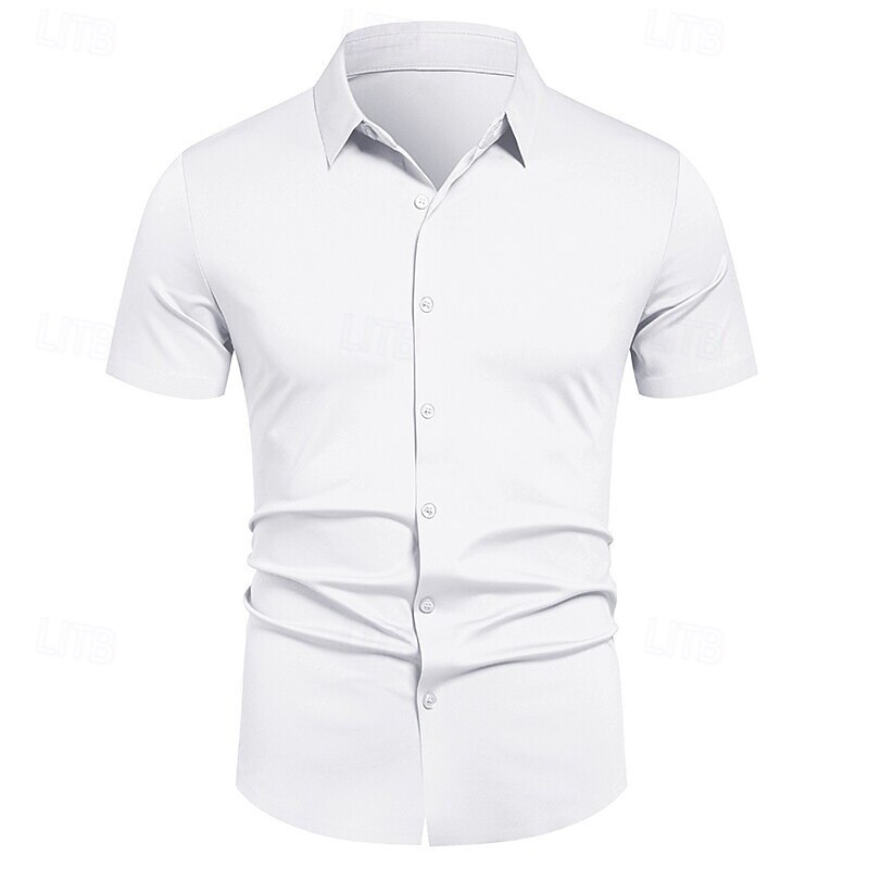 Men's Dress Shirt Button Up Shirt Plain Wedding Party Black White Red Blue Short Sleeve Lapel Spring &  Fall Clothing Apparel 2025 - $24.99 –P3