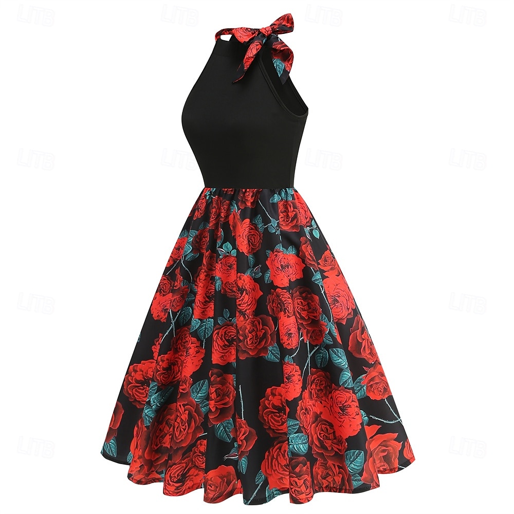 Retró 1950-es Rockabilly Ruhák Swing ruha Virágos Női Farsang Álarcos mulatság Hétköznapi viselet Felnőttek Ruha Hazatérő ruhák 2025 - $21.99 –P2