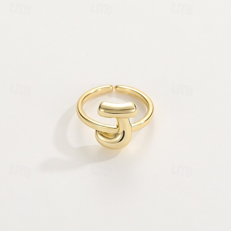 anello con lettera personalizzata, regalo per la mamma, anello con alfabeto regolabile placcato oro 18k, finitura liscia, anello iniziale a fascia aperta, gioielli eleganti per le donne del 2025 a $4.99 –P15