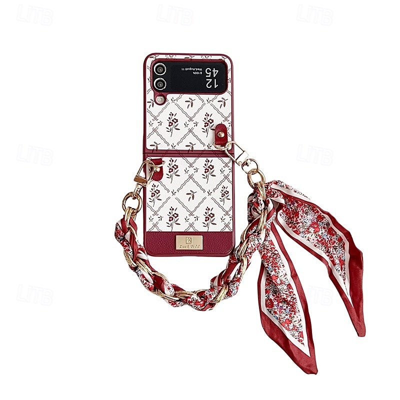 Phone Case For Samsung Galaxy Z Flip 7 Z Flip 6 Z Flip 5 Z Flip 4 Back Cover with Wrist Strap Shockproof Retro PU Leather 2025 - $23.99 –P16