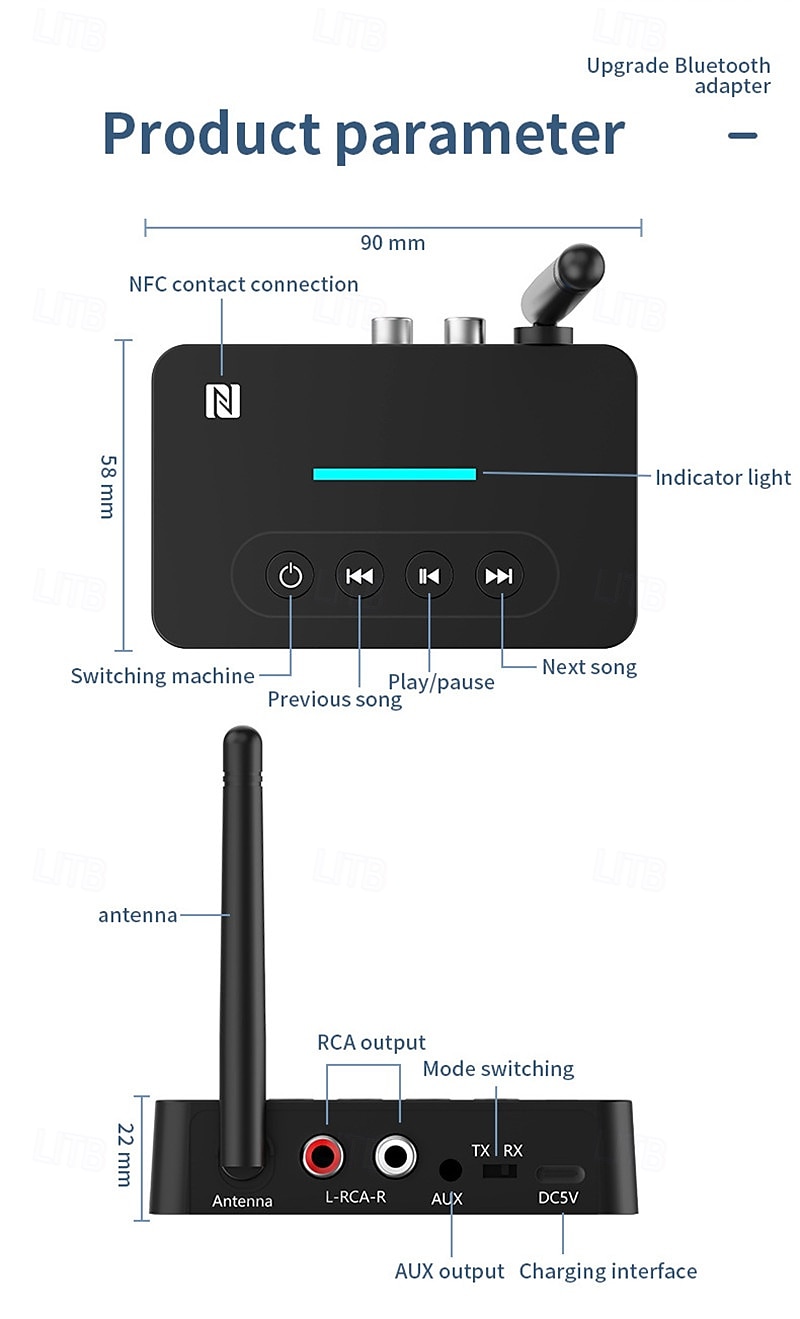 2025年 Bluetooth 5.1 サウンド トランスミッター レシーバー 2 in 1 ワイヤレス サウンド アダプター (携帯電話、タブレット、テレビ、ゲーム機用)  コレクション – $31.99 –P8