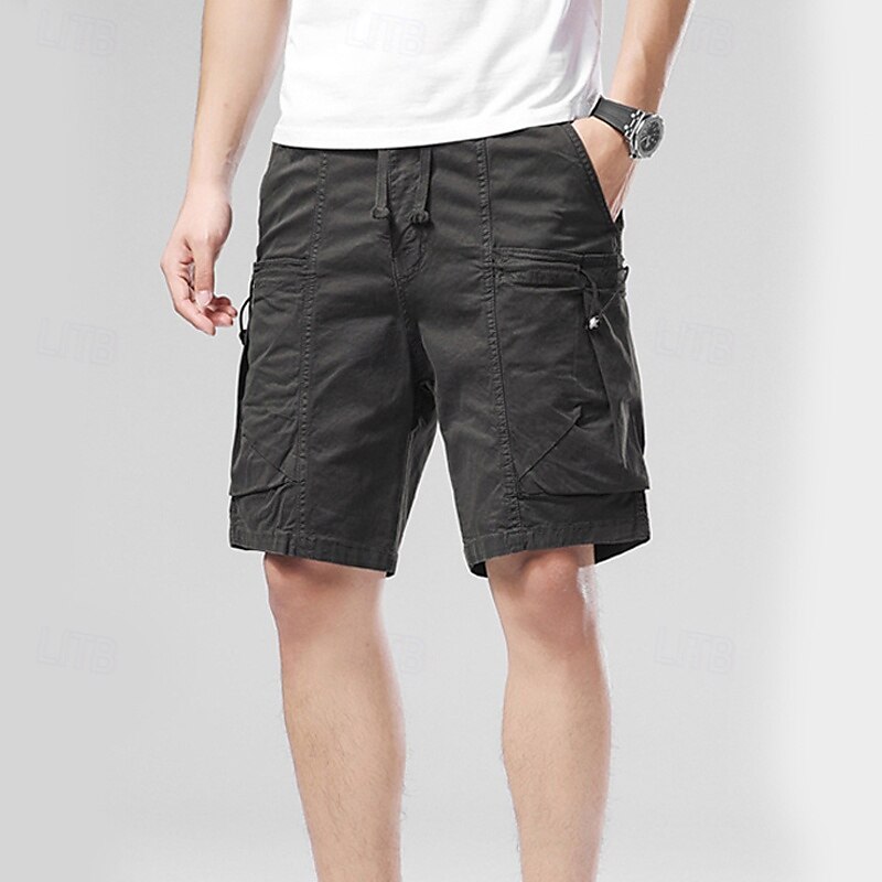 Homens Bermuda Cargo Calção Shorts de verão Com Cordão Cintura elástica Bolso multi Tecido Conforto Vestível Comprimento do joelho Ao ar livre Esporte Diário Moda Casual Preto Vinho de 2025 por $35.99 –P12