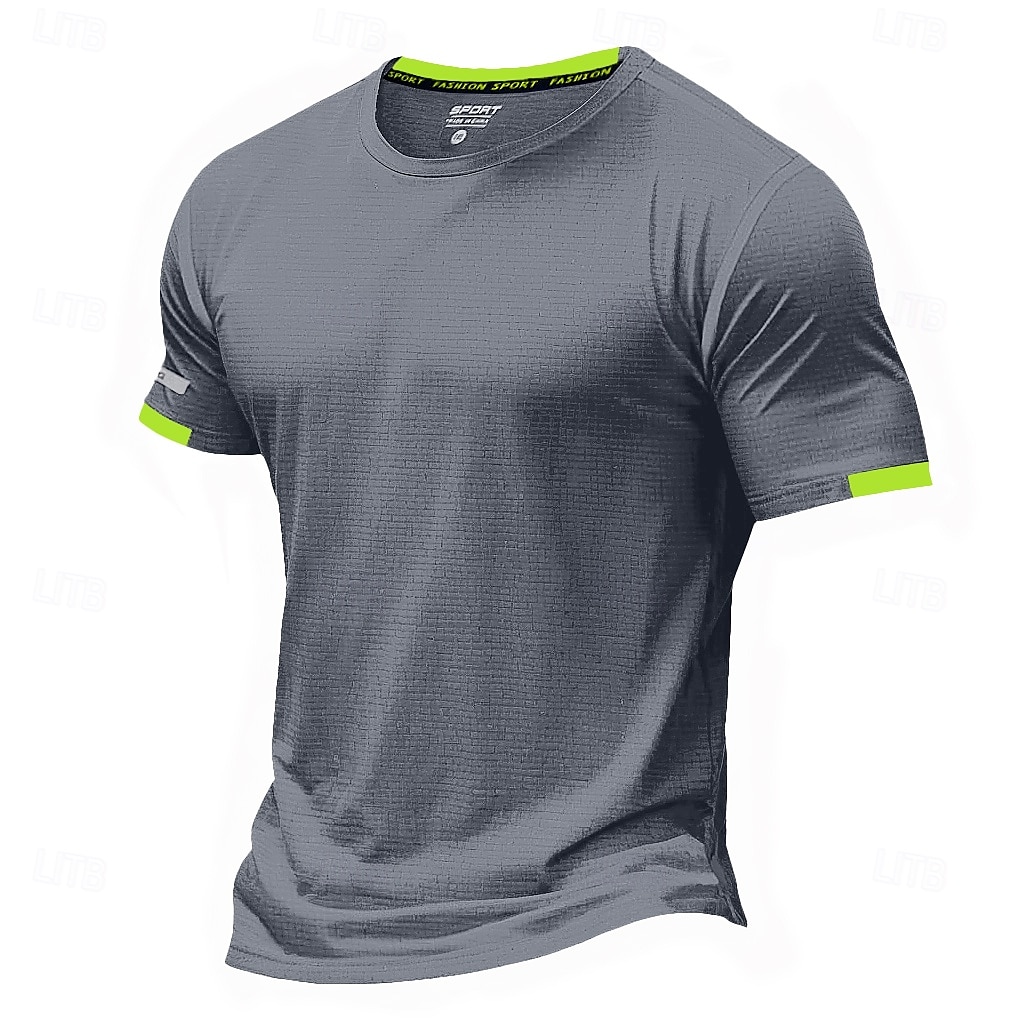 2025年 男性用 Tシャツ マッスルシャツ 半袖 クルーネック 夏 活発的 クラシック スポーツ ランニング ライトブルー ブラック ライトグリーン メンズトップTシャツ  コレクション – $11.49 –P9