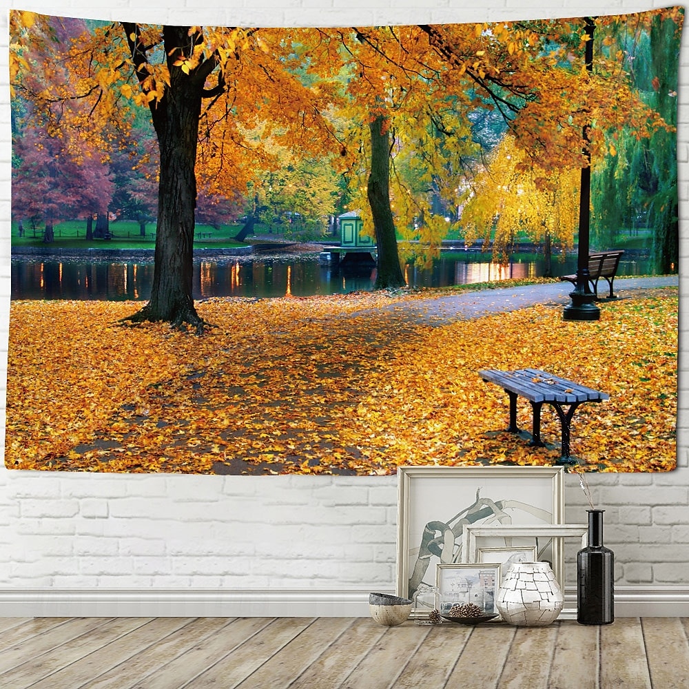 podzimní žlutá lesní scenérie závěsná tapiserie nástěnné umění velkoplošná tapiserie nástěnná malba dekorace fotografie pozadí koberec závěsy domácí ložnice dekorace obývacího pokoje 2026 - $15.99 –P2