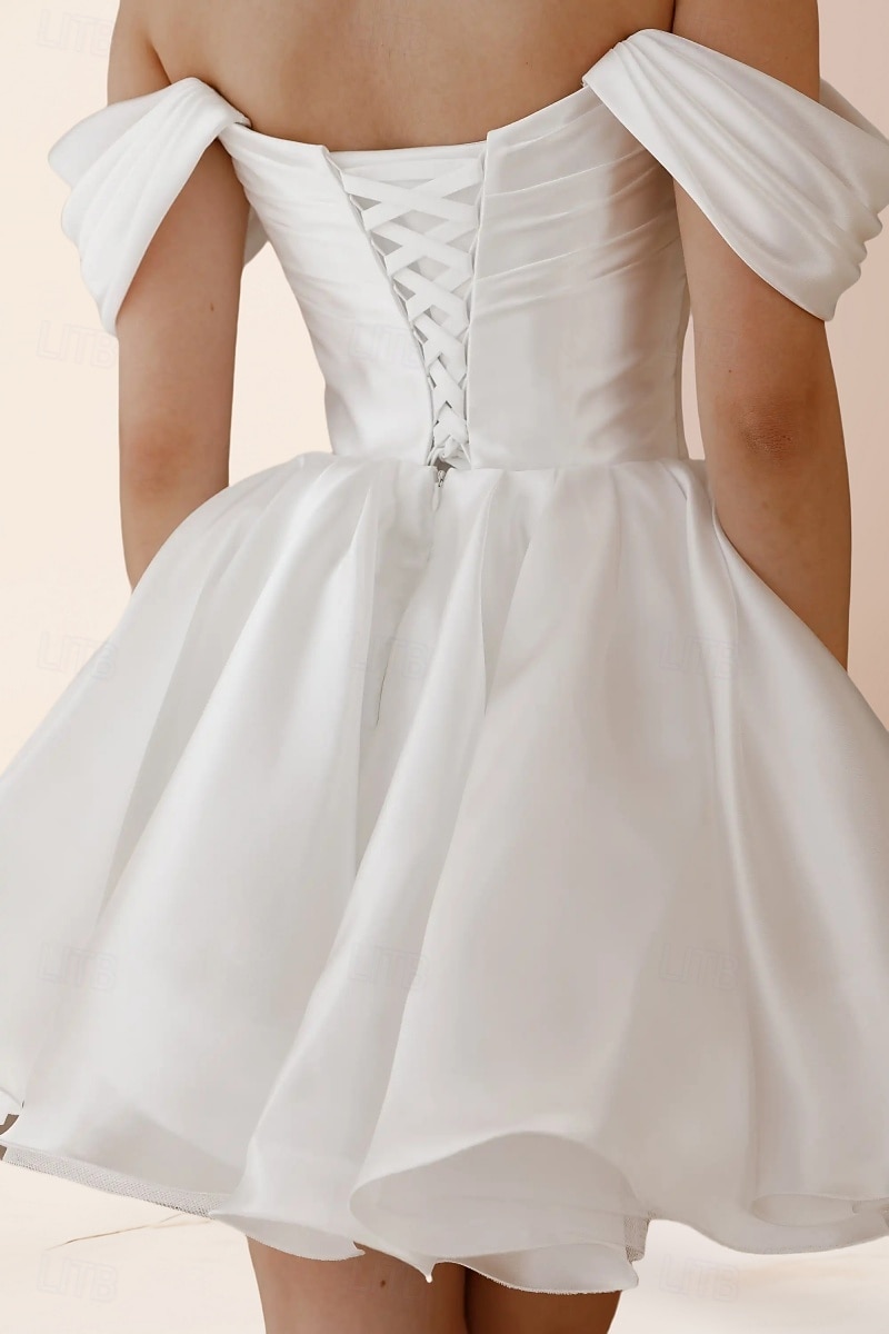 slim fit dress slacks Berylove Women White Graduation Dress with Long Sleeves V Neck A Line Cocktail Dress, White / US10 main image 1