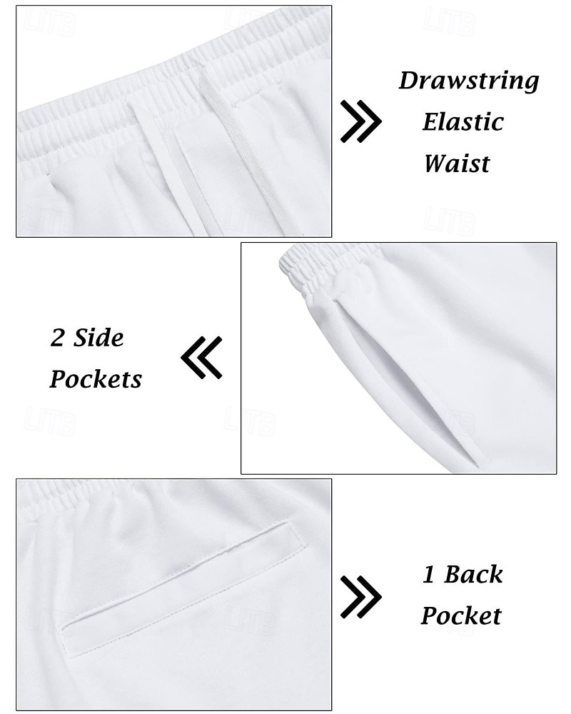 Bărbați Trening Tricou și pantaloni scurți Set de ținute Hanorac cu gluga În aer liber Zilnic Sport Buzunar Cordon Simplu Roșu Vin Negru Alb Poliester Îmbrăcăminte de Sport  Șic Stradă Ușor Vară 2025 - $30.99 -P5