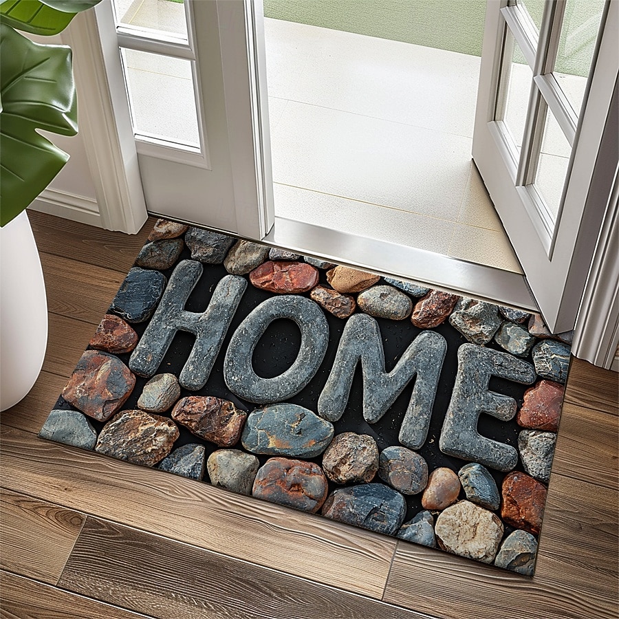 Stone Pattern Doormat Stone Pattern Doormat Visual Trap Floor Mat Non Slip Cobblestone Design ...