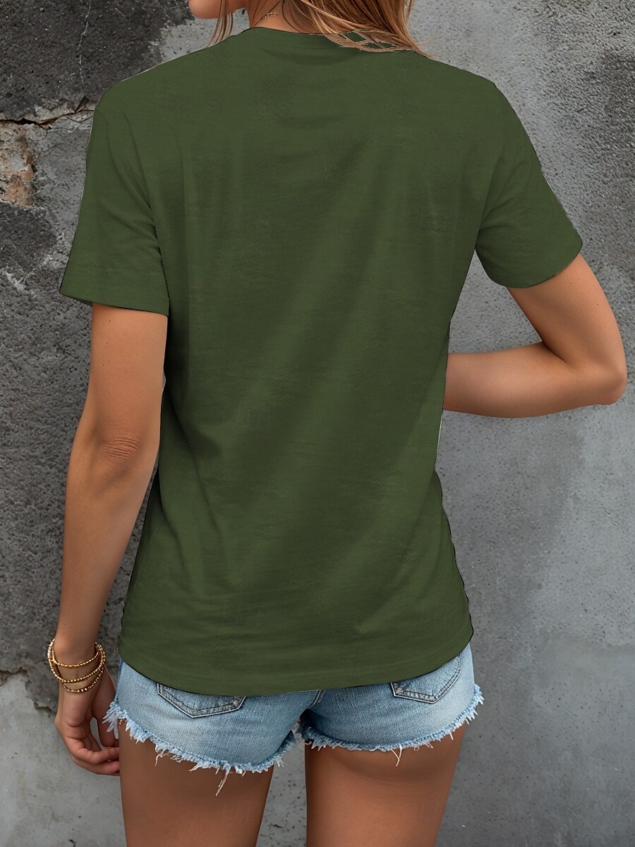 Pentru femei Tricou Grafic Scrisă Casual Manșon scurt În V Topuri obișnuite Zilnic Imprimeu Negru Albastru Prăfuit Trifoi Vară Primăvară 2025 - $19.99 –P2
