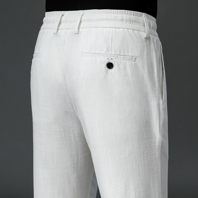Herr Atletiska byxor Aktiva byxor Långbyxor Snörning Elastisk dragsko i midjan Ensfärgat Bärbar Fullängd Formell Bröllop Utomhus Elegant Semester Ljus kaki Svart Microelastisk 2025 - $46.99 –P3