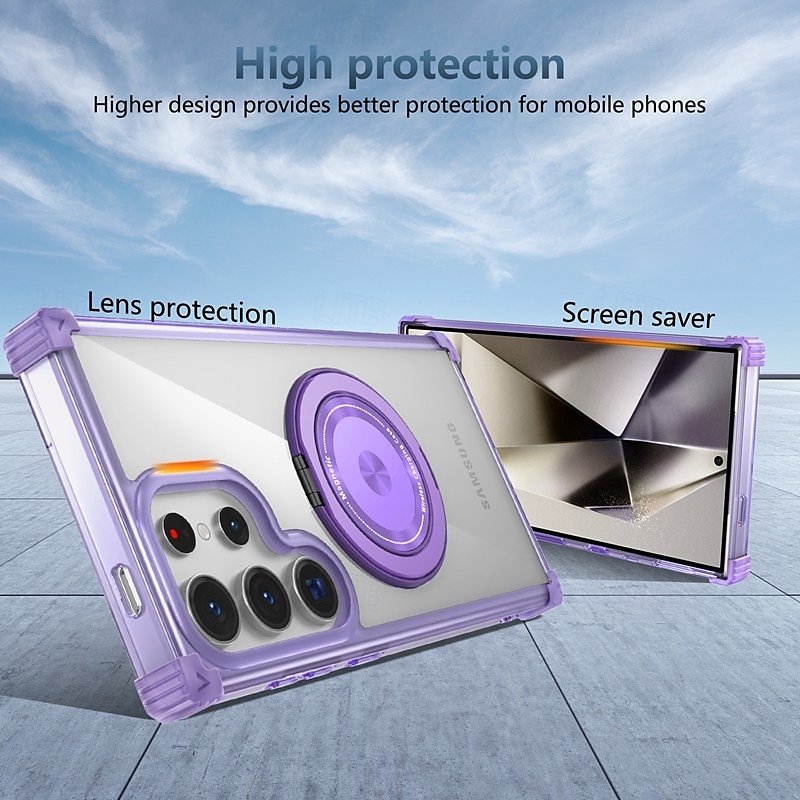 Phone Case For Samsung Galaxy S24 Ultra Plus S23 Ultra Plus S22 Plus  Ultra Back Cover with Stand Holder Magnetic Shockproof Retro PC 2025 - $22.99 –P4