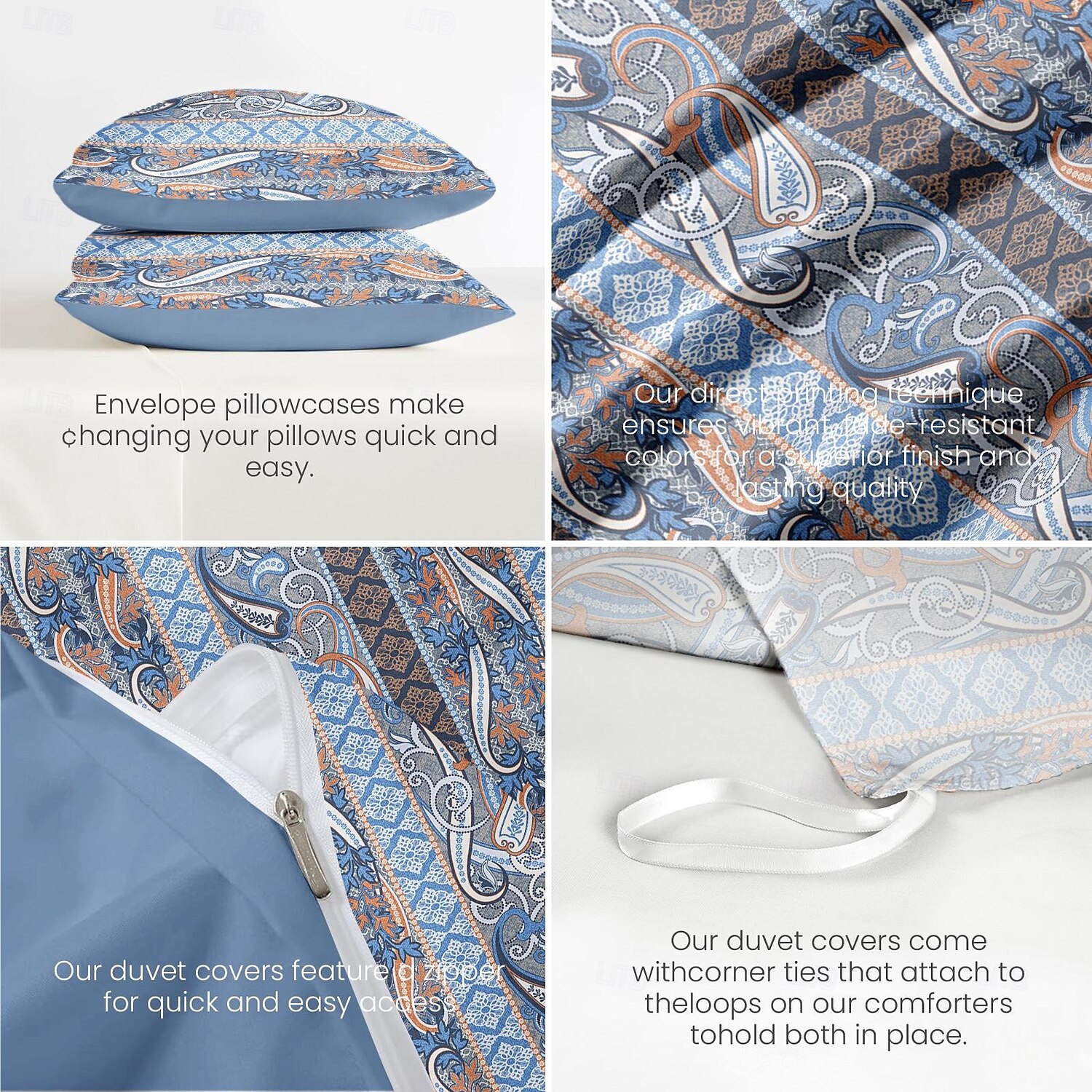 Housse de couette mandala ethnique taille double ensemble de literie en coton ensembles de lit housse de couette douce légère avec 2 taies d'oreiller pour l'été le printemps de 2025 ? $60.99 –P6