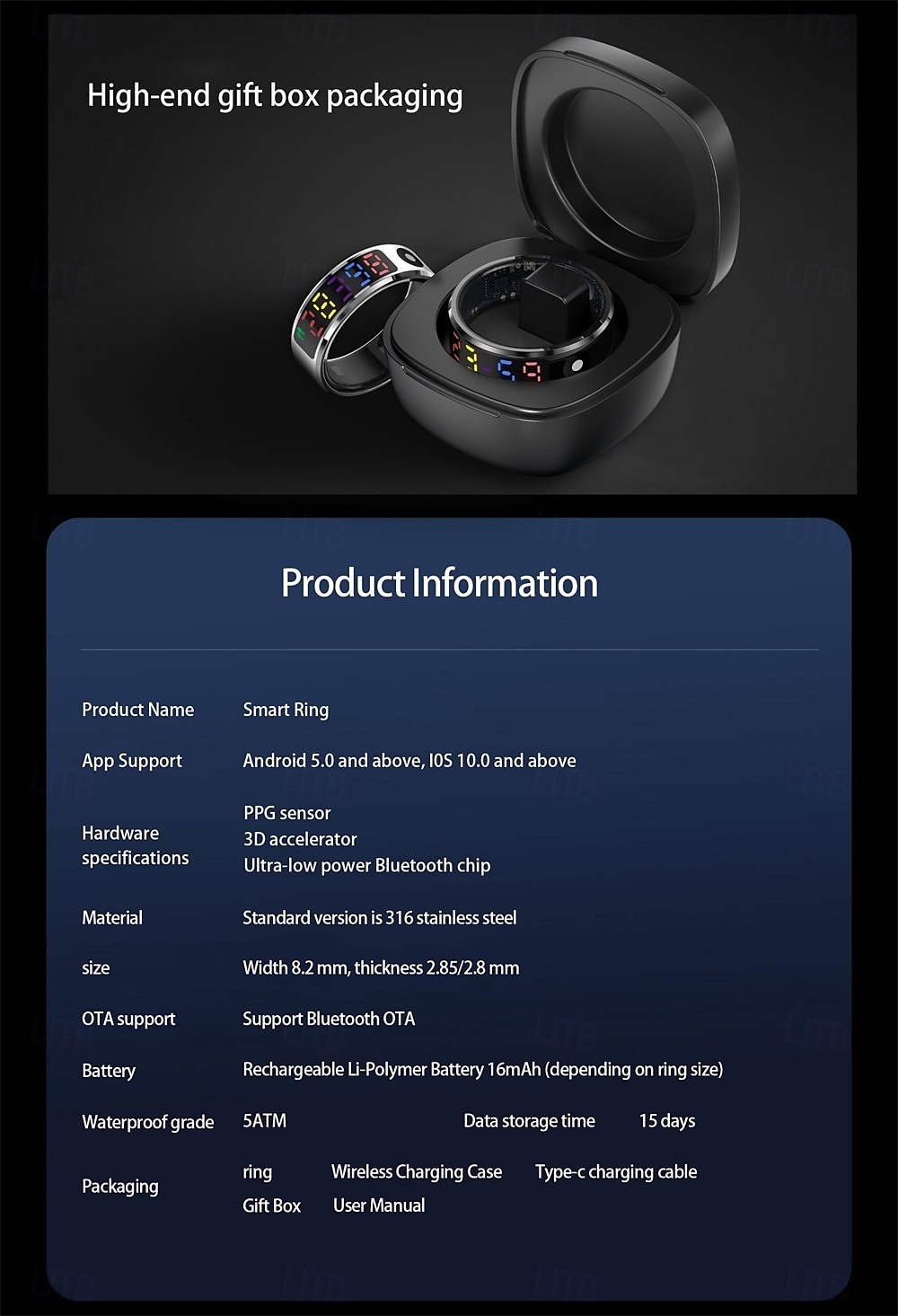 R12 Smart Ring Men Women LED Display Screen Gift Ring Heart Rate Blood Oxygen Monitor Multi Sport Modes 2025 - $59.99 –P8