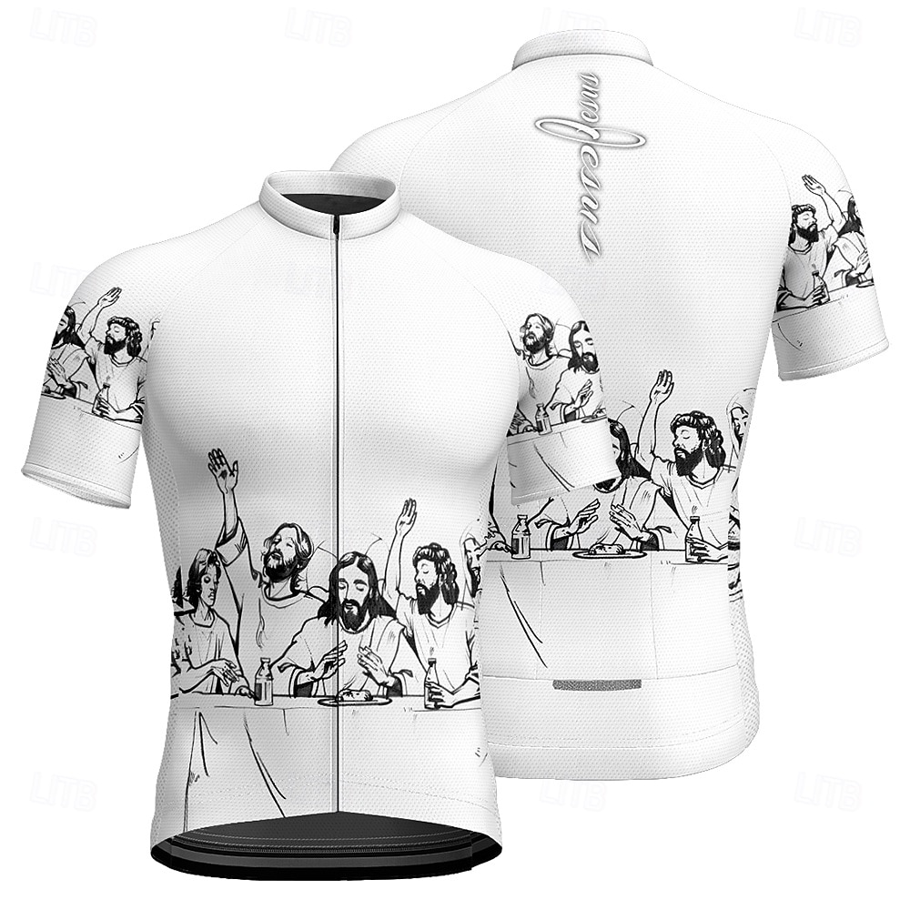 Homme Maillot Velo Cyclisme Manche Courte Cyclisme Tee-shirt Maillot avec 3 poches arrière VTT Vélo tout terrain Respirable Séchage rapide Conception anatomique Mèche Blanche Bleu Graphic Des sports de 2025 ? $20.79 –P4
