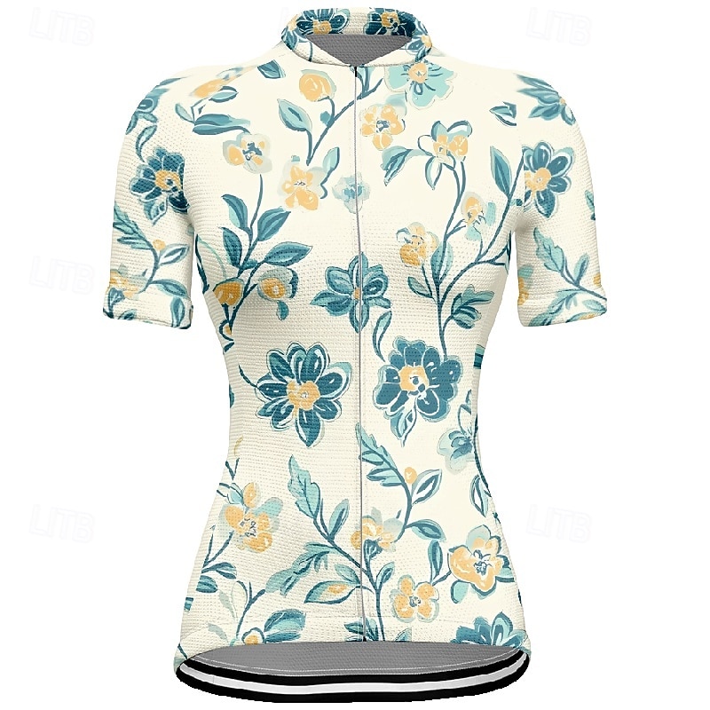 Mujer Maillot de Ciclismo Flor Manga Corta Bicicleta Camiseta Maillot con 3 bolsillos traseros MTB Bicicleta Montaña Secado rápido Diseño Anatómico Capilaridad Transpirable Deportes Amarillo Rosa Azul 2026 - $23.99 –P13