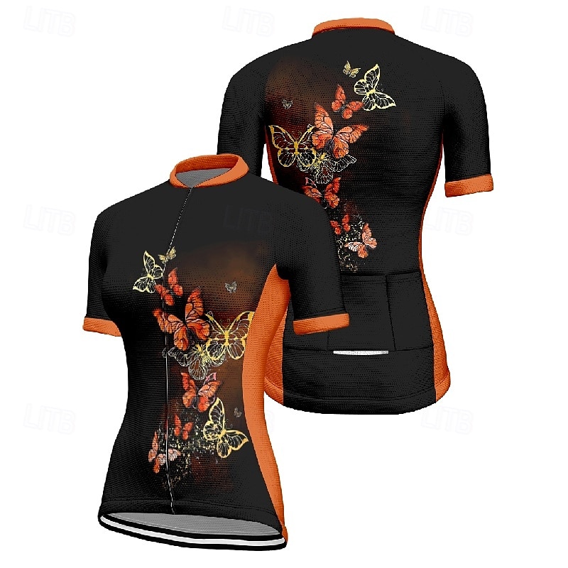 Women's Cycling Jersey Short Sleeve Bike Tee Tshirt Jersey with 3 Rear Pockets Mountain Bike MTB Breathable Quick Dry Anatomic Design Wicking Blue Fuchsia Orange Butterfly Sports Clothing Apparel 2025 - $23.99 –P10