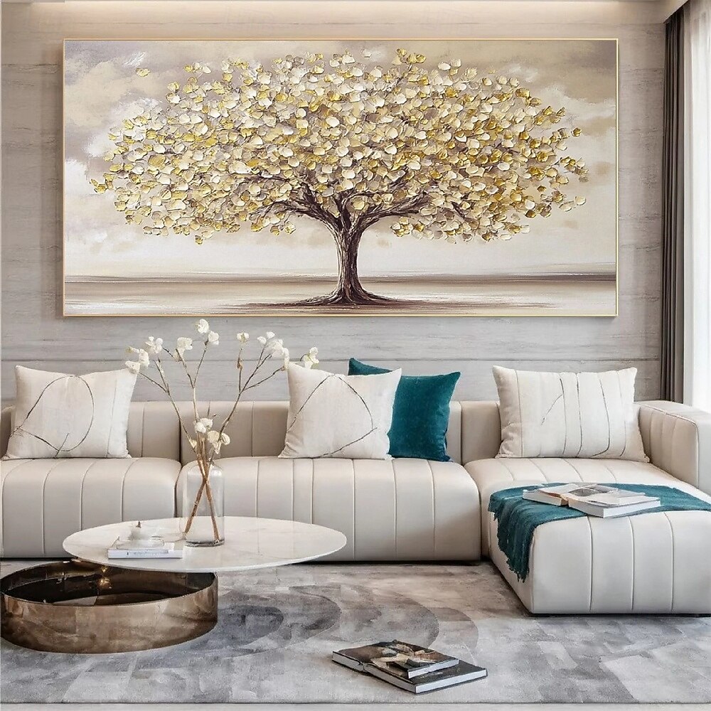 Peinture à l'huile sur toile peinte à la main, paysage, arbres texturés faits à la main en automne, prairie jaune, peinture acrylique, paysage fluvial, art mural, peinture à l'huile pour chambre à de 2025 ? $61.99 –P1