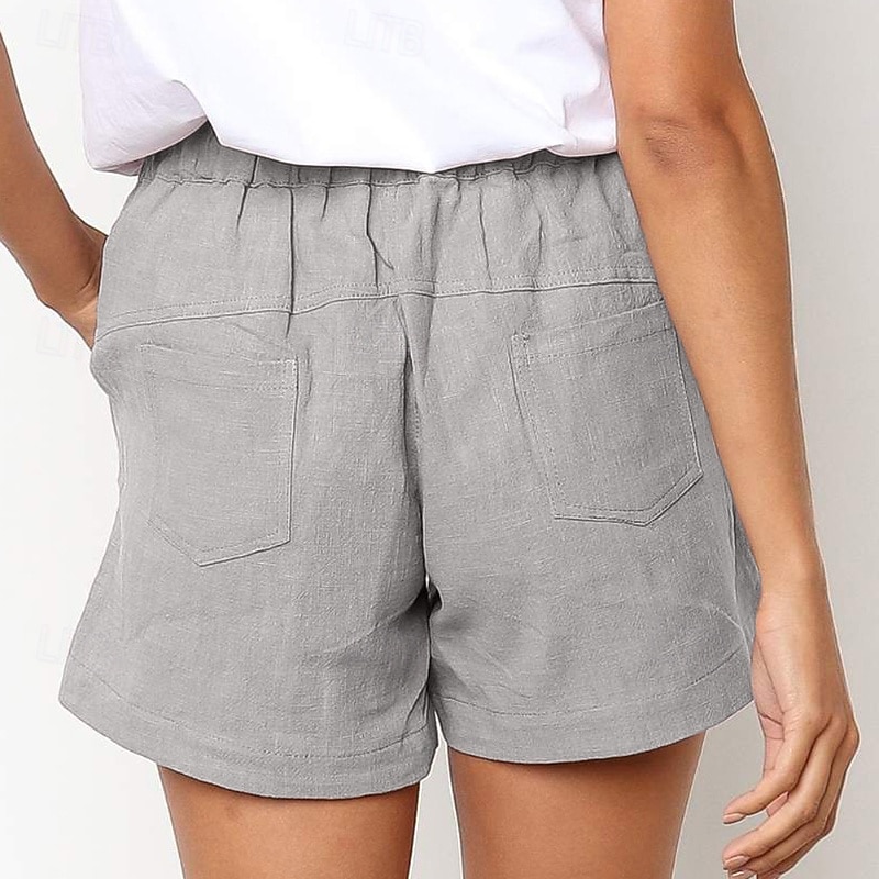 Pentru femei Pantaloni Scurți Pantaloni Șic Stradă Casual Scurt Natural Simplu Buzunar Respirabilitate Απαλό Comfortabil Micro-elastic În aer liber Vacanță Negru Alb Gri Deschis Cafea Vară Fit regulat 2025 - $20.99 –P14