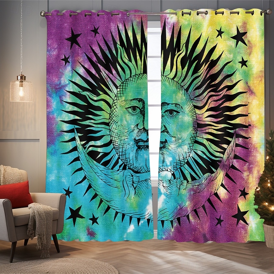 RETRO ABSTRAKTI MANDALA AURINKO JA KUU ISOLAHKOTOULOS ULKOBALCONI KESKUSTELUTILA OLOHUONE KOTIKORISTUS 2-KOSKETUS 3D DIGITAALINEN PRINTTAUS REIKÄTUNNUSVERHO 2025 - $30.99 –P10