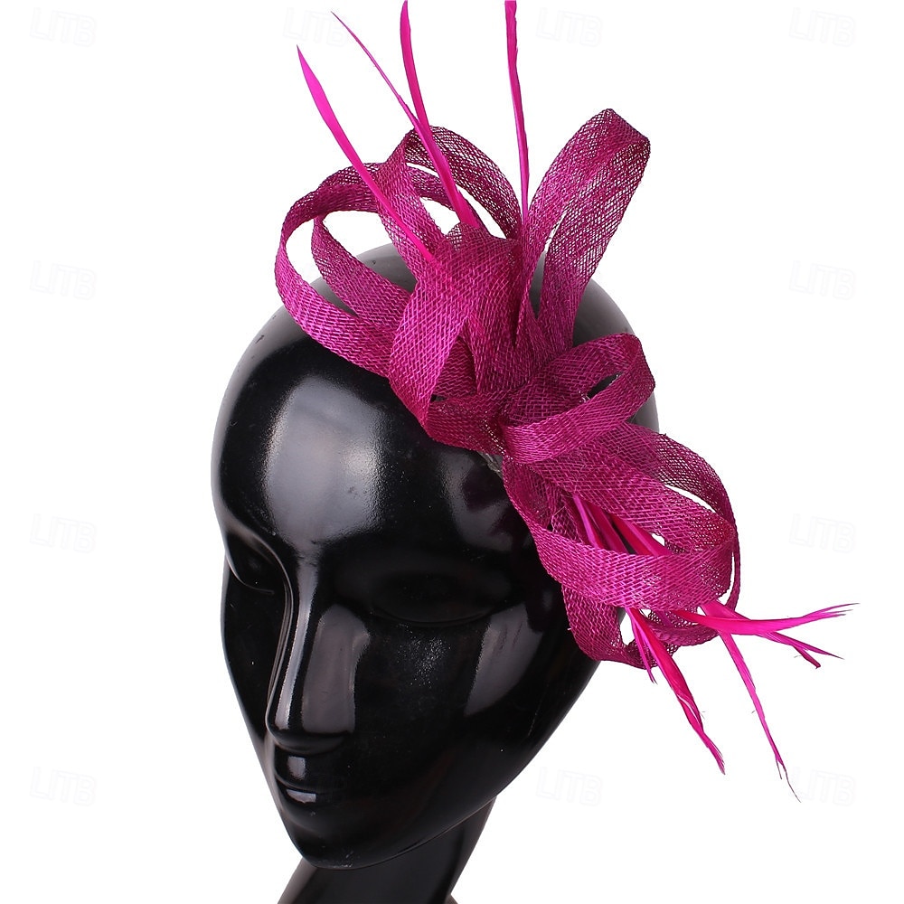 Kopfschmuck Faux Leinen Hochzeits Pferderennen Cocktail Elegant Süß Mit Feder Kopfschmuck Kopfbedeckung 2025 - $31.99 –P17