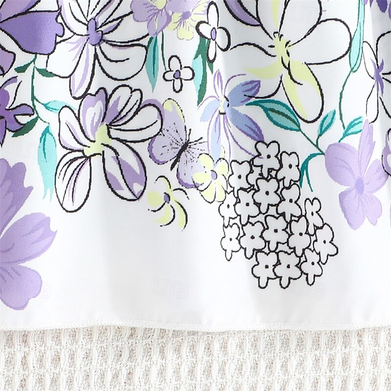 Barn Flickor Klänning Blommig klänning Blomma Ärmlös Utomhus Ledigt Volang Mode Dagligen Polyester Knälång Vardagsklänning A linjeklänning Sommar 4 år + Purpur Rosenröd 2025 - $18.49 –P4