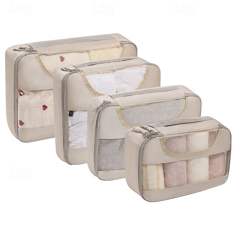 cubi di imballaggio a compressione per viaggi, set organizer per bagagli con design trasparente, articoli da toeletta, cosmetici, accessori digitali, vestiti &borse porta scarpe, salvaspazio del 2025 a $19.99 –P2