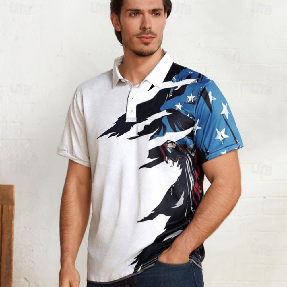 Bărbați Steagul american Veteranii Tricouri polo Cămașă de golf Manșon scurt Tricouri de polo Cămăși cu guler Casual Haine de strada Îmbrăcăminte de vacanță Ținute de petrecere Nasturi Imprimare 3D 2025 - $22.99 –P1