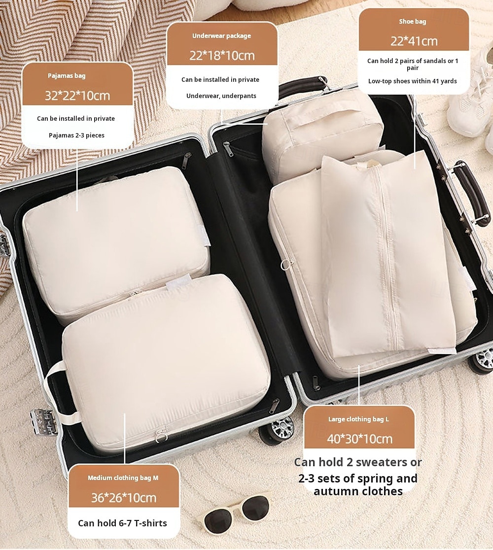 Compressie-inpakblokjesset voor het opbergen en organiseren van reisbagage, ruimtebespaarders, kleding, schoenen, ondergoed en accessoires 2025 - $16.99 –P1