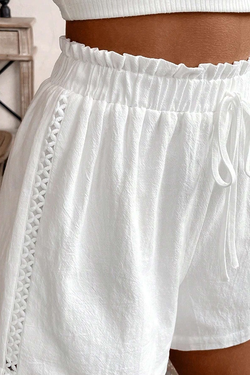 Women's Linen-Inspired Shorts Shorts Slacks Streetwear Casual Short Natural Plain Pocket Elastic Drawstring Design Comfy Comfortable Outdoor Vacation White Summer Regular Fit 2025 - $17.99 –P4