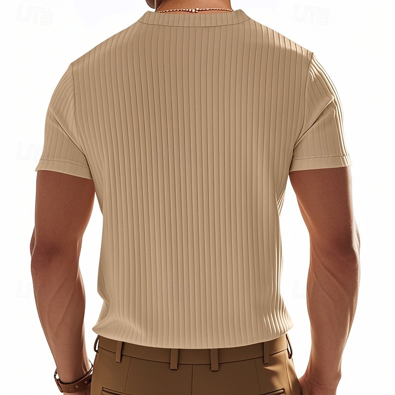 Hombre Camiseta con botones Camiseta Henley Shirt Tee Manga Corta Henley Verano Primavera Plano Moda Design Básico Jacquard Vacaciones Calle Noche Negro Blanco Rojo Camiseta superior para hombre 2025 - $20.99 –P18