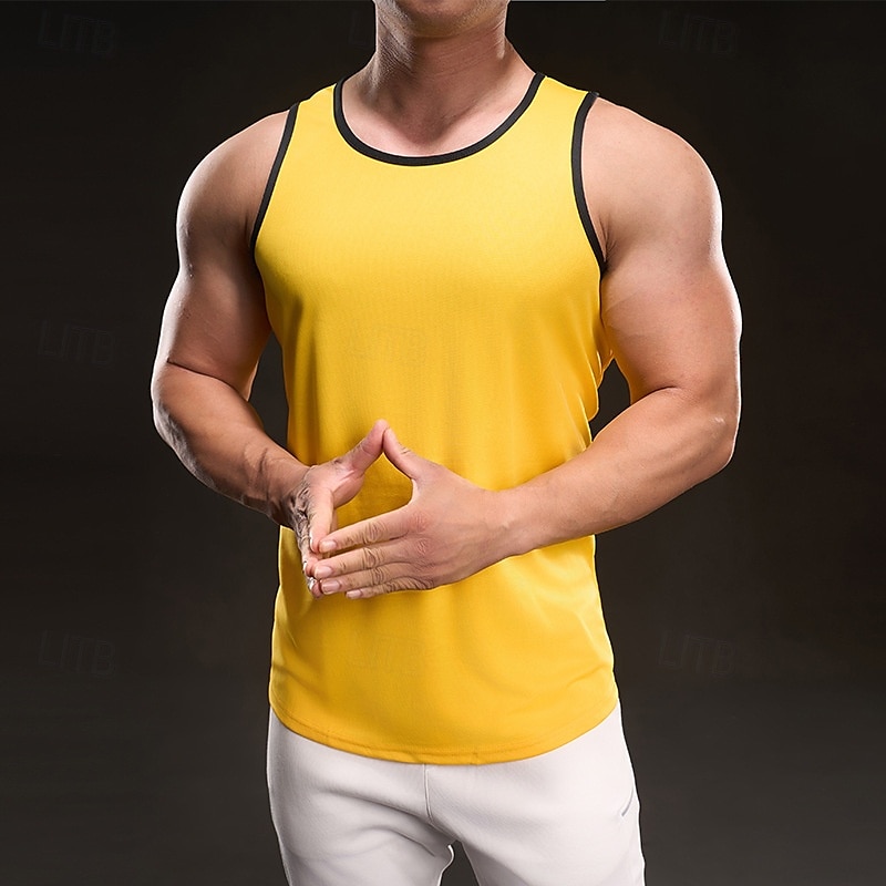 Herre Singleter Vest topp Underskjorte Ermeløs skjorte Ermeløs Crewneck Vår Fargeblokk Mote Designer Feriereise Gate Ut på byen Svart Hvit Gul Topp T-skjorte for menn 2025 - $13.49 –P4