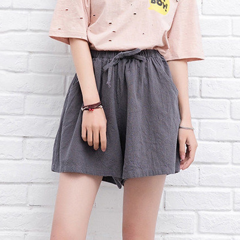 Femmes Short en coton et lin Shorts Slacks Streetwear Occasionnel Court Naturel Uni Avec Poches Conception à cordon élastique Confortable Vacances Rue Carmin Vert forêt Bleu ciel clair Gris Été Coupe de 2025 ? $11.99 –P5