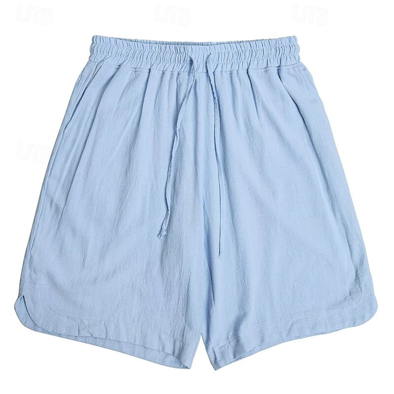Homens Calção Shorts de linho Shorts de verão Shorts de praia Com Cordão Cintura elástica Tecido Conforto Respirável Comprimento do joelho Ao ar livre Diário Feriado Moda Havaiana Preto Azul Marinha de 2025 por $22.99 –P2