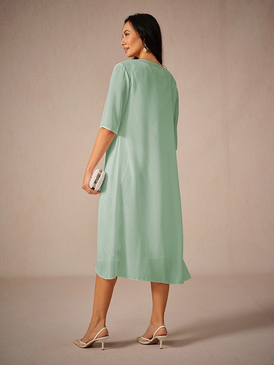 Women's Chiffon Cover-Up Jacket Solid Color Elegant Stylish Half Sleeve Sage Green Summer Spring 2025 - $29.99 –P5