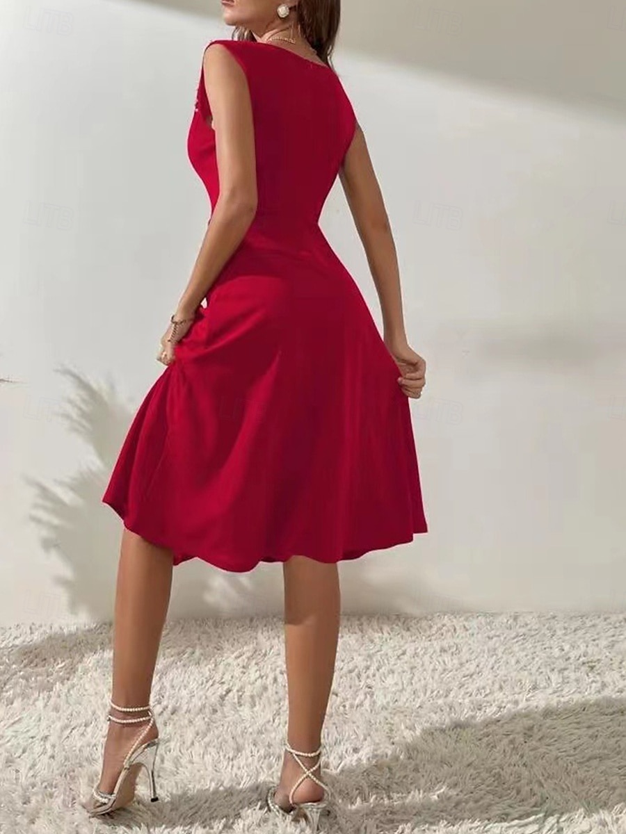 Fit And Flare Mekko Cocktailmekot Juhlamekot Loma Hihaton Tiukka pyöreä kaula-aukko Päivittäin Loma Polyesteri kanssa 2026 - $33.99 –P3