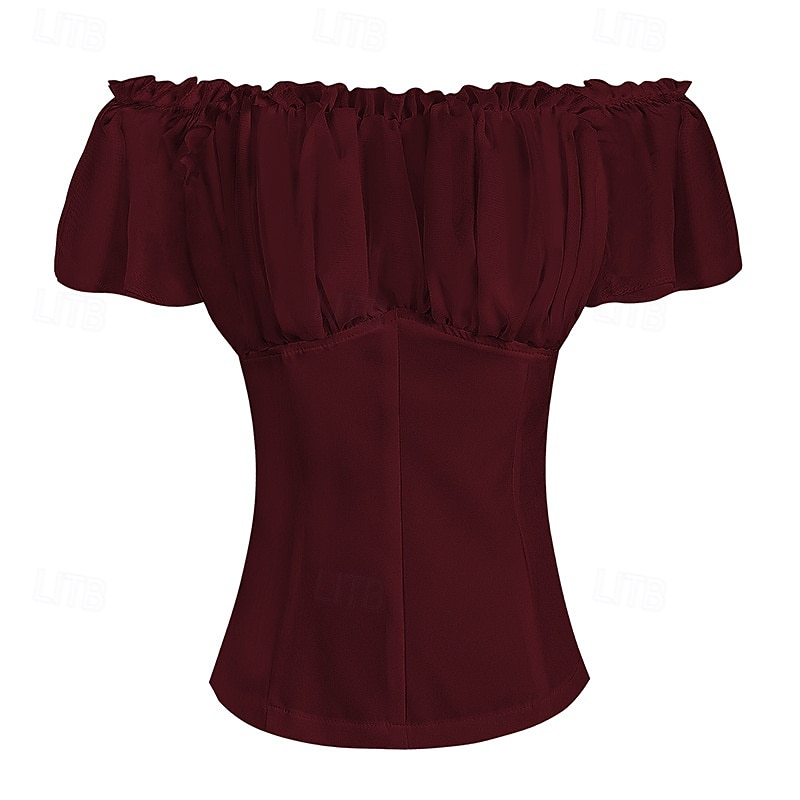Retro / vintage Rococo Renascentist Bluză / Cămașă Dantelă Funde Culoare solidă Pentru femei Pirat Regal Mascaradă Casul / Zilnic Adulți Bluză 2025 - $27.99 –P11