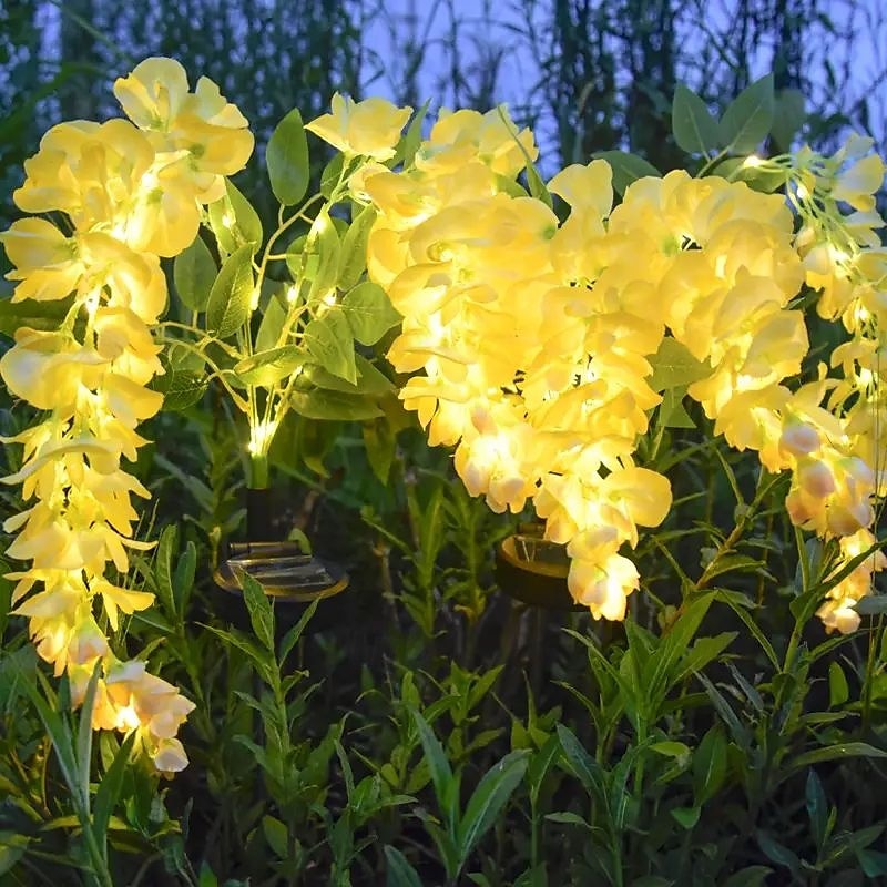 2 szt. lamp solarnych LED na zewnątrz, lampa ogrodowa, kwiat wisteria, oświetlenie patio, wodoodporne oświetlenie LED na ścieżkę, trawnik, ogród, dziedziniec, chodnik, dekoracja świąteczna 2025 - $46.99 –P7