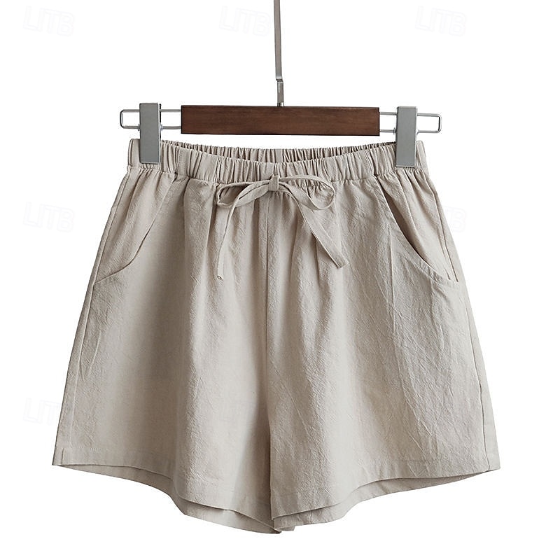 Femmes Short en coton et lin Shorts Slacks Streetwear Occasionnel Court Naturel Uni Avec Poches Conception à cordon élastique Confortable Vacances Rue Carmin Vert forêt Bleu ciel clair Gris Été Coupe de 2025 ? $11.99 –P3