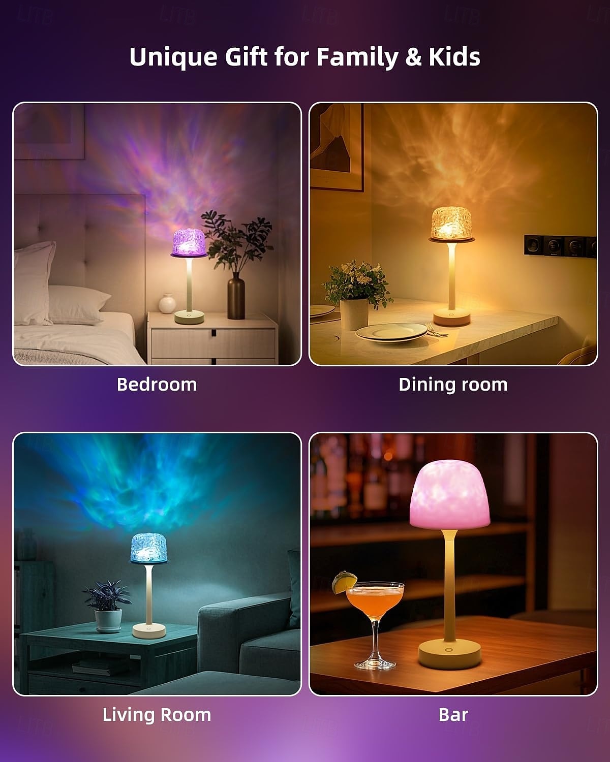 Projecteur sans fil à vagues océaniques, lampe de table à changement de couleur RVB, veilleuse portable à piles, projecteur d'aurores boréales à LED avec télécommande pour chambre à coucher, salon, de 2025 ? $32.99 –P8