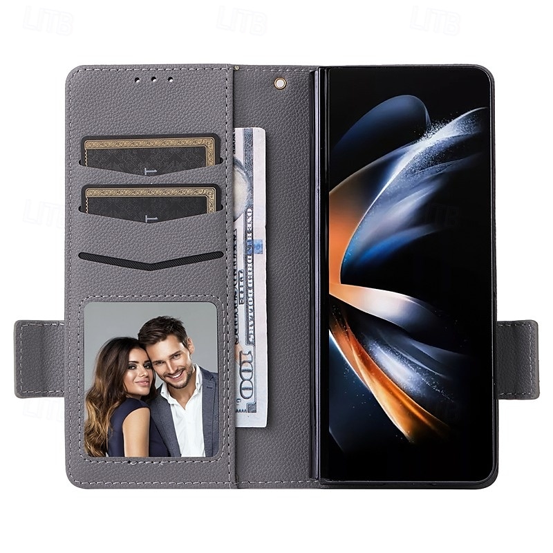 טלפון מגן עבור סמסונג גלקסי קיפול Z 6 Z Fold 5 Z Fold 4 Z Fold 3 Z Fold 2 כיסוי אחורי עם מעמד עם רצועת יד חריץ לכרטיס רטרו TPU עור PU 2025 - $19.99 –P6