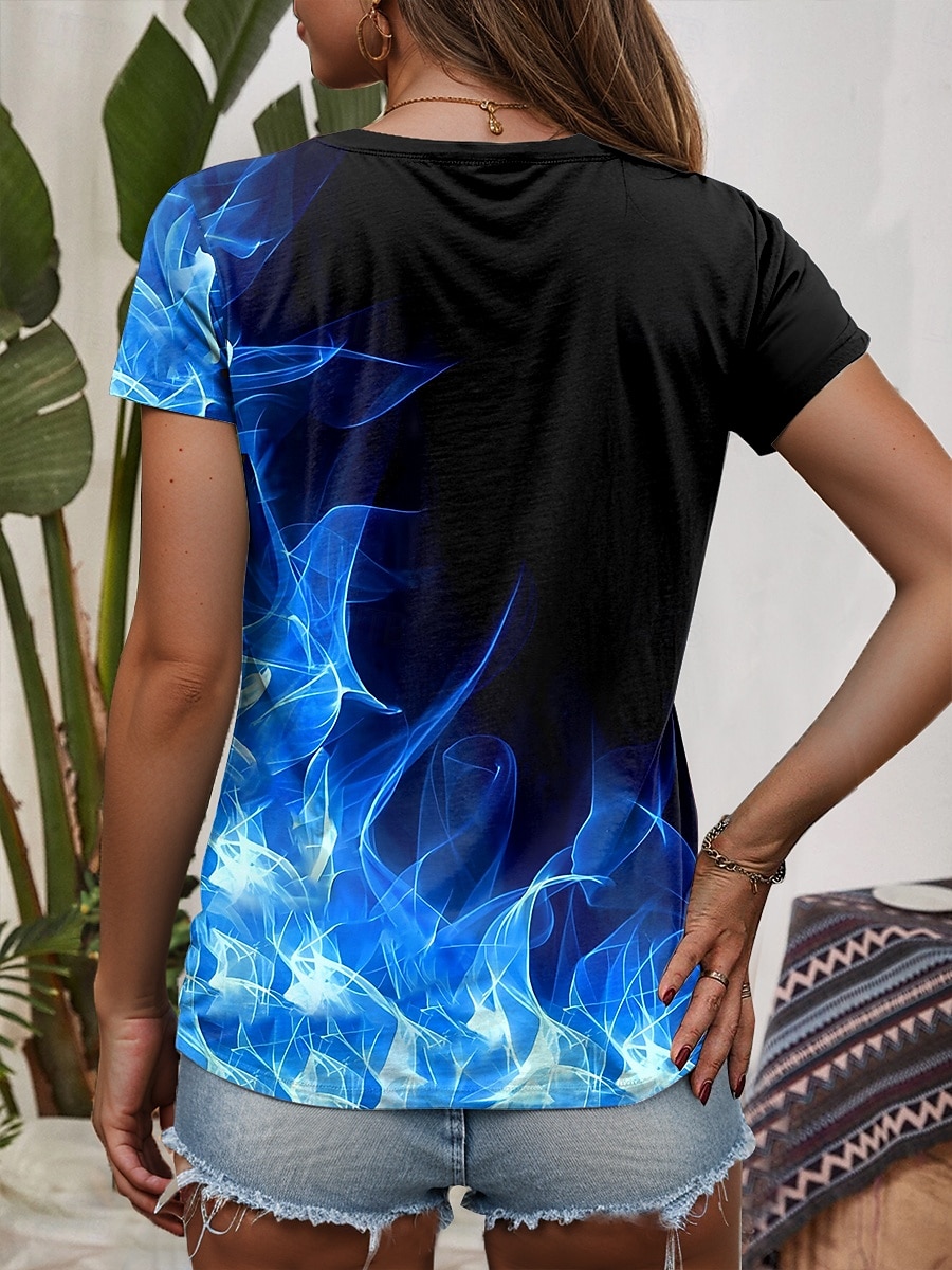 Femmes T-shirt A Ombre Graphique Occasionnel Manche Courte Col en V Hauts Réguliers Quotidien Imprimé Rouge Bleu Vert Été Printemps de 2025 ? $19.99 –P2