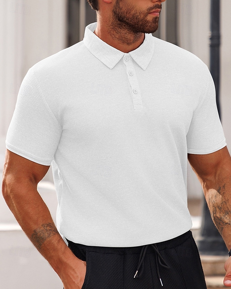 Herren Poloshirts zum Suchbegriff: "Waffel" Golfhemd Arbeit Casual Kargen Kurzarm Basic Modern Glatt Knopf Sommer Frühling Regular Fit Schwarz Weiß Gelb Rote Hellgrau Hellblau Poloshirts zum 2025 - $16.49 –P16
