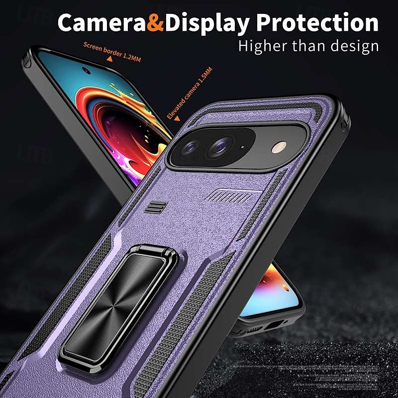 Phone Case For Google Pixel 9 Pro Pixel 9 Pro XL Pixel 9 Back Cover Ring Holder Magnetic Shockproof Retro TPU PC 2025 - $13.99 –P12