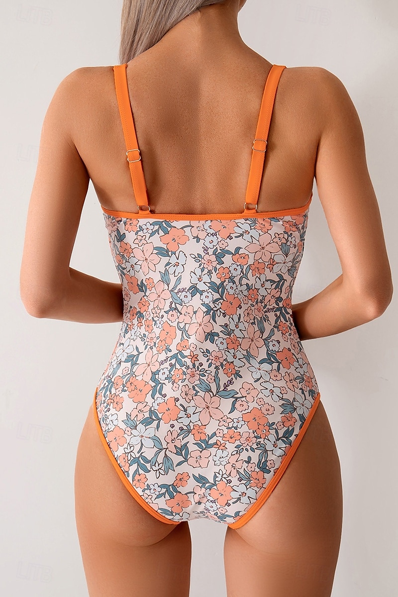 Femmes Maillots de Bain Une Pièce Maillot de bain Dos nu Tenues de plage Été Léopard Fleur Fil en V Sans manches Maillots de bain de 2025 ? $22.99 –P5