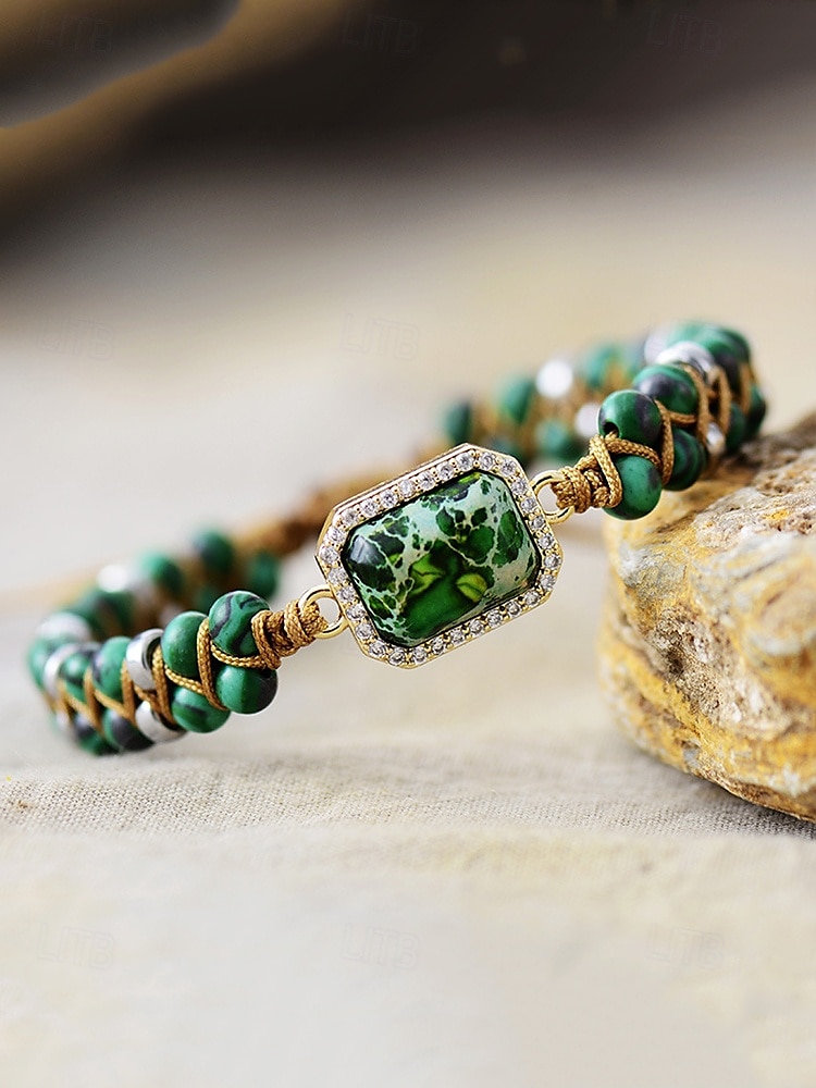 ręcznie robiona kolorowa bransoletka z naturalnych kamieni – boho koralikowa bransoletka z zawieszką z kryształków, regulowana biżuteria modowa dla kobiet, idealna na prezenty, imprezy i na co dzień 2025 - $18.99 –P5