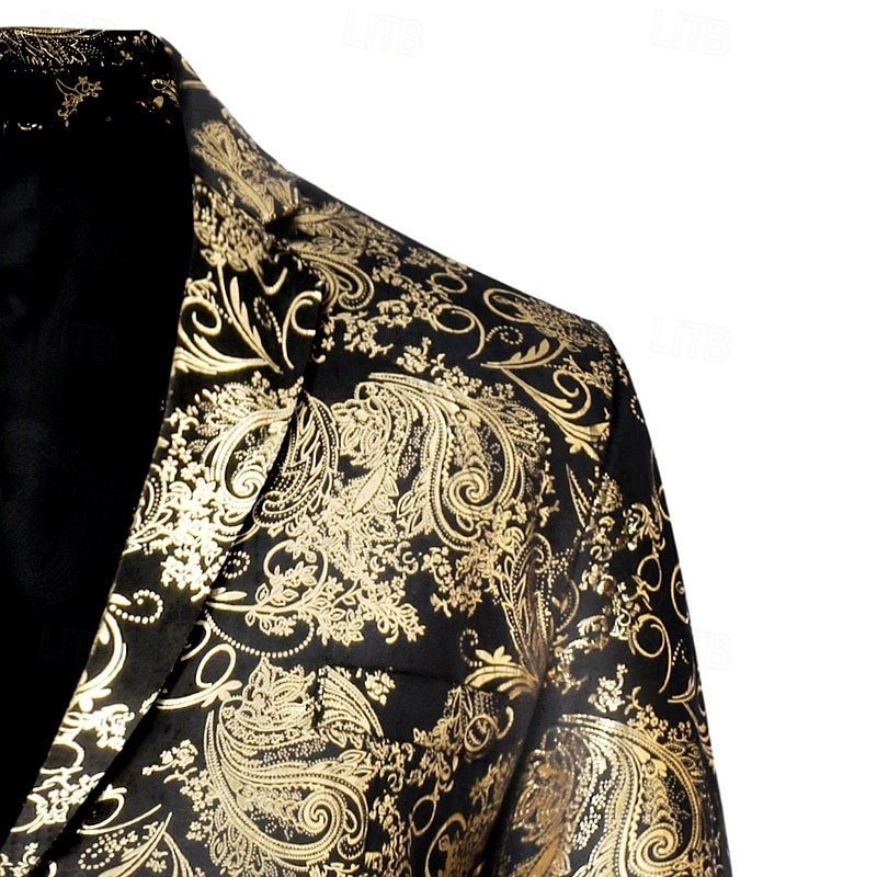 Pánské Blejzr Obchod Koktejlový večírek Svatebnívečírek Módní Na běžné nošení Jaro & podzim Polyester Pozlacení Kapsy Knoflíky Pohodlné Jednořadé Blejzr Zlatá 2025 - $57.99 –P5