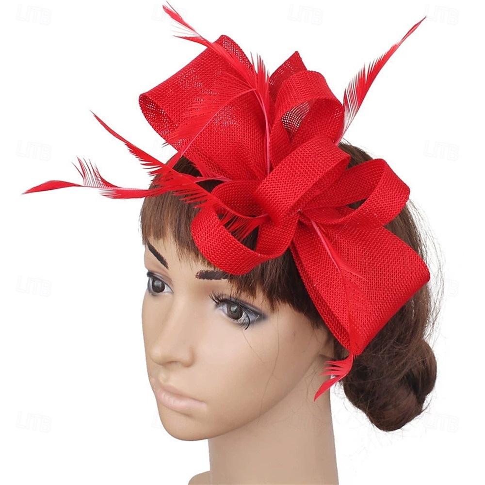 Kopfstück Leinenoptik Federn Hochzeit Abendgesellschaft Elegant Hochzeit Mit Feder Kopfschmuck Kopfbedeckung 2025 - $15.49 –P2