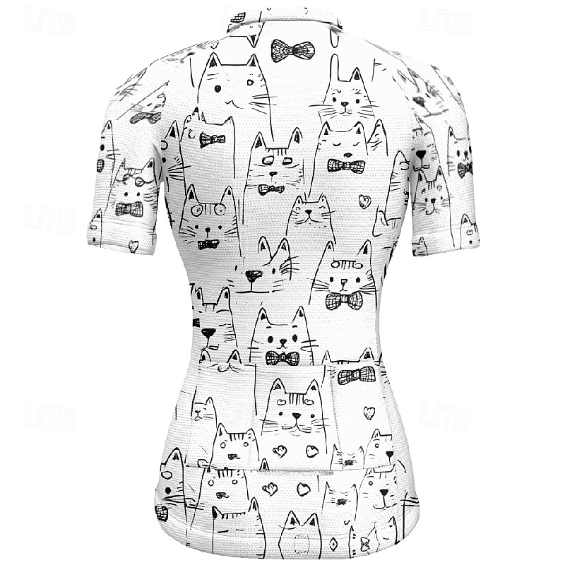 Mujer Maillot de Ciclismo Gato Manga Corta Bicicleta Camiseta Maillot con 3 bolsillos traseros MTB Bicicleta Montaña Secado rápido Diseño Anatómico Capilaridad Transpirable Deportes Negro Blanco 2026 - $23.99 –P16