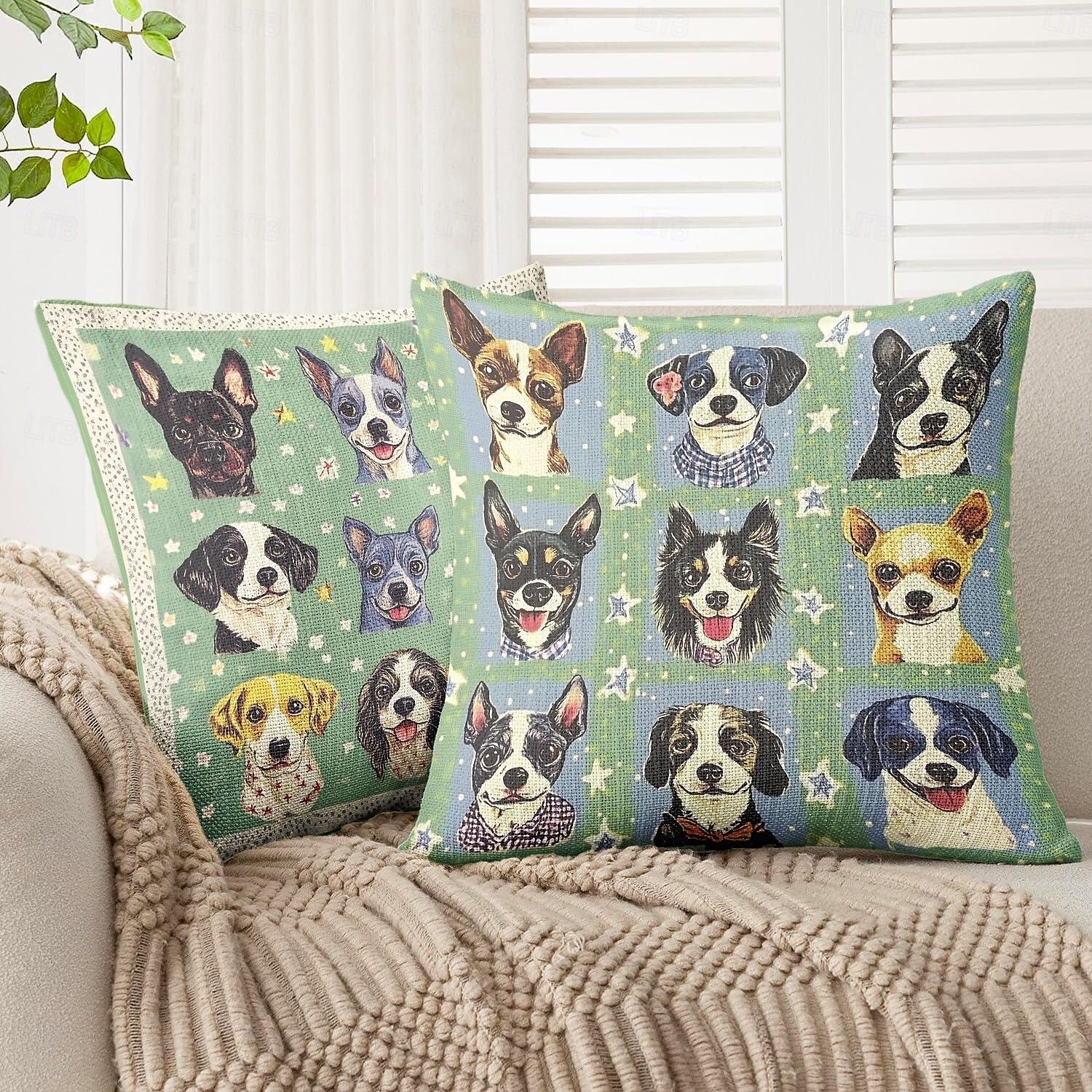 Søte hunder dekorative kasteputer dekkevne 1PC myk kvadratisk sofa pute omslag putetrekk soverom stue sofa stol dyrevenn 2025 - $12.99 –P7